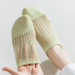 10 Pairs Invisible Mesh Women's Socks Hollow Non-slip Invisible Boat Socks Comfy & Breathable Soft Summer Ultra-thin Solid Sox