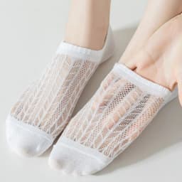 10 Pairs Invisible Mesh Women's Socks Hollow Non-slip Invisible Boat Socks Comfy & Breathable Soft Summer Ultra-thin Solid Sox