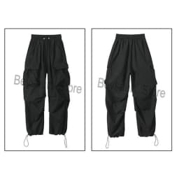 Streetwear 2024 Spring Harem Casual Pants Men Elastic Waist Solid Color Cargo Pants Multi Pocket Loose Baggy Pants For Women