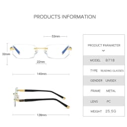 Anti Blue Light Blocking Reading Glasses for Men Women Presbyopia Eyeglasses HD Lens Classic Rimless Eyewear Diopter +1.0 ~ +4.0