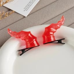 2pcs Halloween Devil Horns Hairpins Anime Cosplay Lolita Demon Headwear Resin Hair Clip Girls Halloween Hair Accessories Gift
