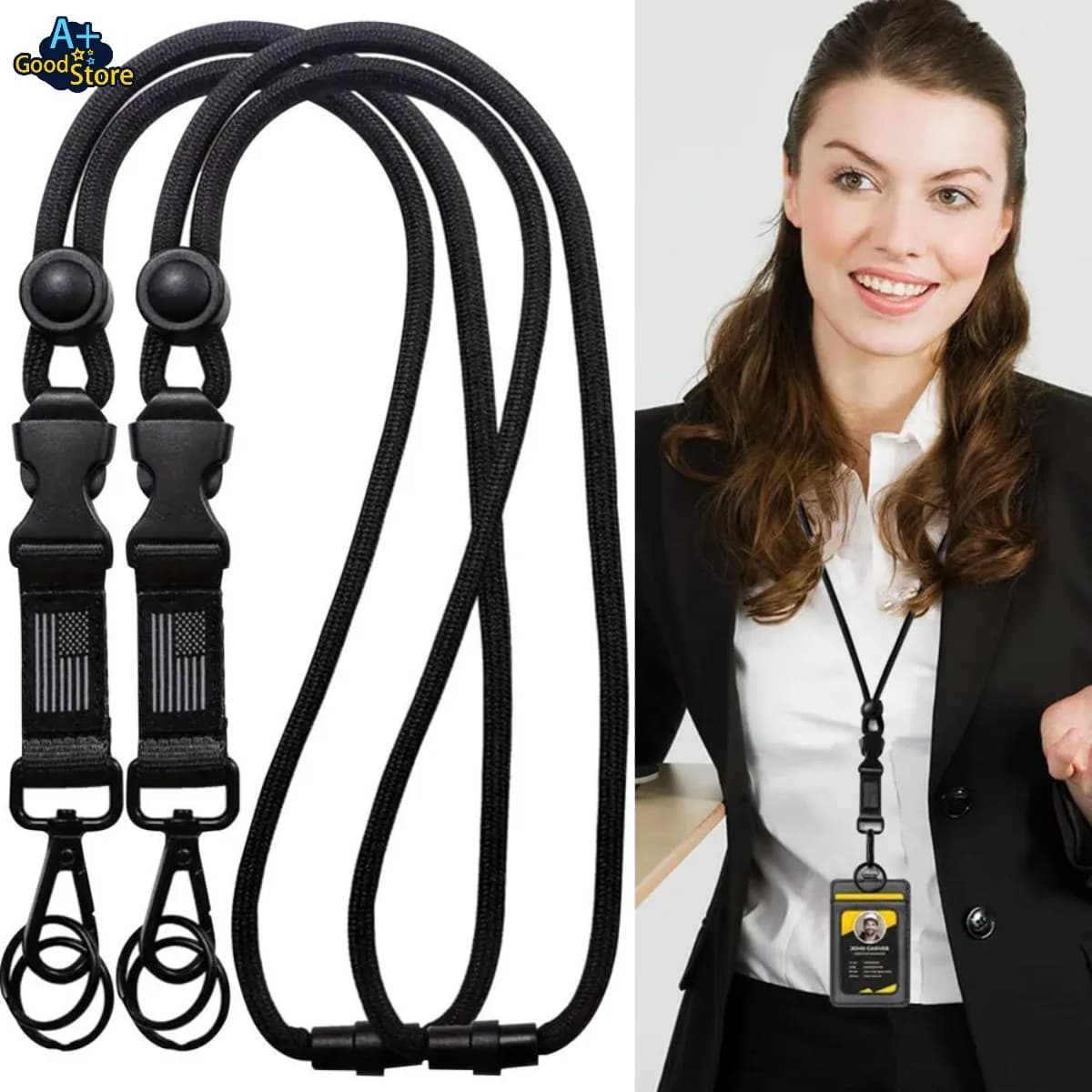 Heavy Duty Removable Badge Reel Holder Keychain Hanging Neck Strap Lanyard Tactical Id Name Card Holder For Outdoor Hiking