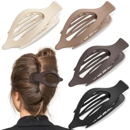 4pcs Large Flat Hair Claw Clip for Women Girls Comfortable Curved Design Large Matte Non Slip Power Clip for Thick Fine Curls