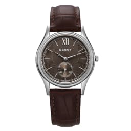 BERNY Men's Watches Luxury Classic Stylish Dress Quartz Watch Slim Stainless Steel Case Elegance Leather Strap Wristwatch