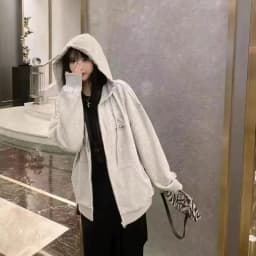 Women Embroidery Print Sporty Chic Hoodies Casual Zip Up Long Sleeve Loose Jacket Coats Harajuku Hooded Sweatshirts Streetwear