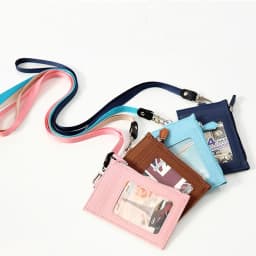 PU Leather Zipper Card Cover Bag ID Tag Bus Pass Card Cover Case Coin Purse Business Card Case with Neck Lanyard