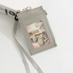 PU Leather Zipper Card Cover Bag ID Tag Bus Pass Card Cover Case Coin Purse Business Card Case with Neck Lanyard