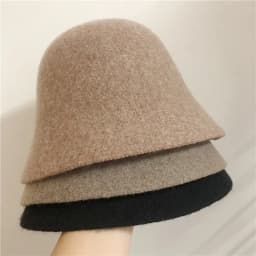 Japanese Real Woolen Vintage Warm Bucket Hat for Women Felt Retro Dome Wool Hats Female Fashion British Style Panama Caps Bonnet