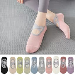 Professional Pilates Socks Anti-Slip Backless Bandage Yoga Socks Breathable Cotton Sports Socks Solid Color Dance Supplies