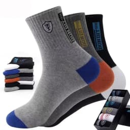 5Pairs Mens Cotton Sports Socks Spring and Autumn Leisure Sweat Absorbent Comfortable Breathable Basketball Socks Meias EU 38-43