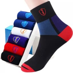 5Pairs Mens Cotton Sports Socks Spring and Autumn Leisure Sweat Absorbent Comfortable Breathable Basketball Socks Meias EU 38-43