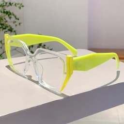 KAMMPT Women Square Decor Glasses Candy Color Blue Light Blocking Eyewear Trendy Brand Design Oversize Eyeglasses for Ladies