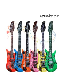 6Pcs Random Pvc Inflatable Toys 95cm Guitar Performance Stage Inflatable Instruments Thickened Reusable Rock Guitar Balloons
