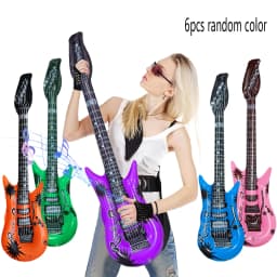 6Pcs Random Pvc Inflatable Toys 95cm Guitar Performance Stage Inflatable Instruments Thickened Reusable Rock Guitar Balloons