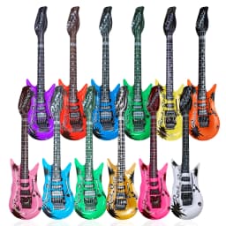6Pcs Random Pvc Inflatable Toys 95cm Guitar Performance Stage Inflatable Instruments Thickened Reusable Rock Guitar Balloons
