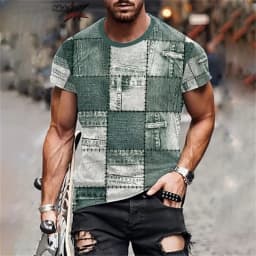 Men's Crew Neck Graphic T-shirt With Fancy Print Summer Short Sleeve Top For Men Men's Soft Trendy Comfy Tee Tops Sportswear