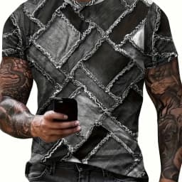 Men's Crew Neck Graphic T-shirt With Fancy Print Summer Short Sleeve Top For Men Men's Soft Trendy Comfy Tee Tops Sportswear
