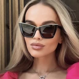 New Fashion Oversized Cat Eye Sunglasses Gradient Color Luxury Eyewear Designer Butterfly Half Metal Frame Women's Sunglasses
