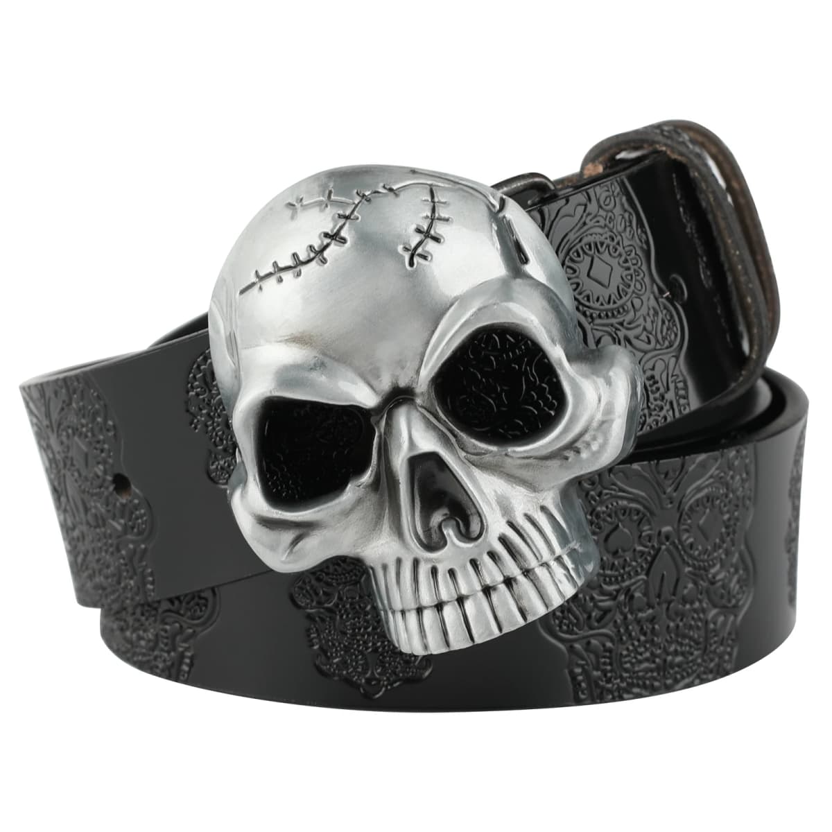 Skull Scalp Buckle Embossed Genuine Leather Beltde Coration Ghost Head