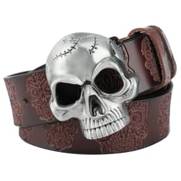 Skull Scalp Buckle Embossed Genuine Leather Beltde Coration Ghost Head