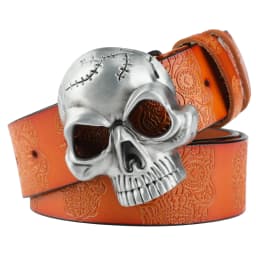 Skull Scalp Buckle Embossed Genuine Leather Beltde Coration Ghost Head
