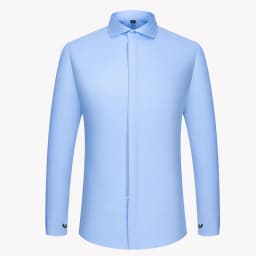 Men's French Cufflink Shirt with Long Sleeves Slim Fit Concealed Buttons Solid Color High End Wedding Dress Formal Men's