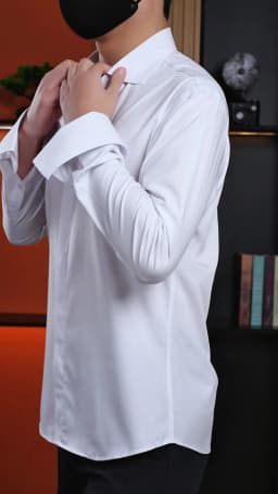 Men's French Cufflink Shirt with Long Sleeves Slim Fit Concealed Buttons Solid Color High End Wedding Dress Formal Men's