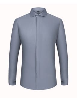 Men's French Cufflink Shirt with Long Sleeves Slim Fit Concealed Buttons Solid Color High End Wedding Dress Formal Men's