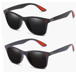 2Pack Retro Polarized Sunglasses for Women Men Trendy Sun Glasses Black Red Outdoor Sports Driving Fishing Glasses