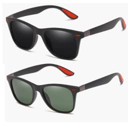 2Pack Retro Polarized Sunglasses for Women Men Trendy Sun Glasses Black Red Outdoor Sports Driving Fishing Glasses