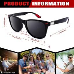 2Pack Retro Polarized Sunglasses for Women Men Trendy Sun Glasses Black Red Outdoor Sports Driving Fishing Glasses