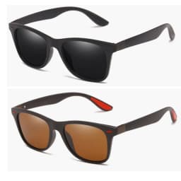 2Pack Retro Polarized Sunglasses for Women Men Trendy Sun Glasses Black Red Outdoor Sports Driving Fishing Glasses