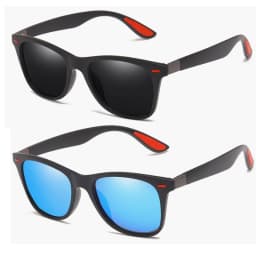 2Pack Retro Polarized Sunglasses for Women Men Trendy Sun Glasses Black Red Outdoor Sports Driving Fishing Glasses