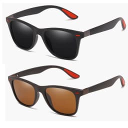 2Pack Retro Polarized Sunglasses for Women Men Trendy Sun Glasses Black Red Outdoor Sports Driving Fishing Glasses