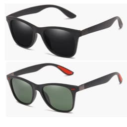 2Pack Retro Polarized Sunglasses for Women Men Trendy Sun Glasses Black Red Outdoor Sports Driving Fishing Glasses