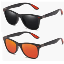 2Pack Retro Polarized Sunglasses for Women Men Trendy Sun Glasses Black Red Outdoor Sports Driving Fishing Glasses