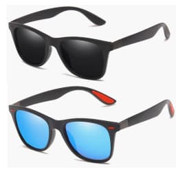 2Pack Retro Polarized Sunglasses for Women Men Trendy Sun Glasses Black Red Outdoor Sports Driving Fishing Glasses