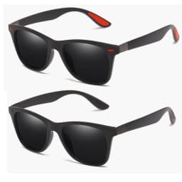 2Pack Retro Polarized Sunglasses for Women Men Trendy Sun Glasses Black Red Outdoor Sports Driving Fishing Glasses