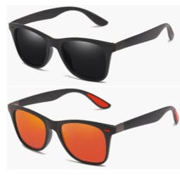 2Pack Retro Polarized Sunglasses for Women Men Trendy Sun Glasses Black Red Outdoor Sports Driving Fishing Glasses