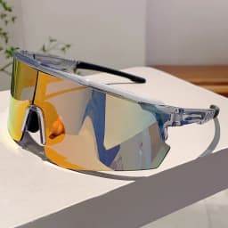 KAMMPT Oversized Sports Sunglasses Men Fashion Rimless Mirror Outdoor Cycling Shades Trendy Futuristic Punk Anti-UV Goggle