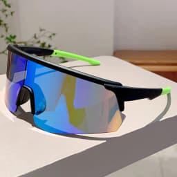 KAMMPT Oversized Sports Sunglasses Men Fashion Rimless Mirror Outdoor Cycling Shades Trendy Futuristic Punk Anti-UV Goggle