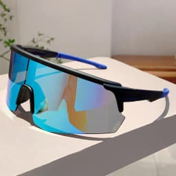 KAMMPT Oversized Sports Sunglasses Men Fashion Rimless Mirror Outdoor Cycling Shades Trendy Futuristic Punk Anti-UV Goggle