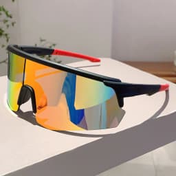 KAMMPT Oversized Sports Sunglasses Men Fashion Rimless Mirror Outdoor Cycling Shades Trendy Futuristic Punk Anti-UV Goggle