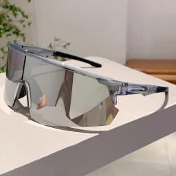 KAMMPT Oversized Sports Sunglasses Men Fashion Rimless Mirror Outdoor Cycling Shades Trendy Futuristic Punk Anti-UV Goggle