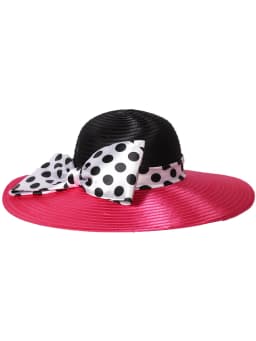 FS Elegant Women Wide Brim Rose Black Patchwork Polka Dots Kentucky Hat For Wedding Party Hat Big Bowknot Fedora Beach Cap