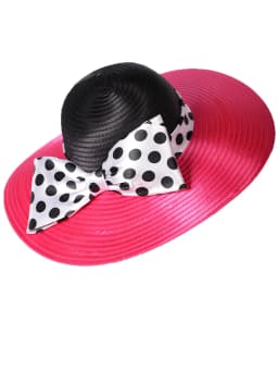 FS Elegant Women Wide Brim Rose Black Patchwork Polka Dots Kentucky Hat For Wedding Party Hat Big Bowknot Fedora Beach Cap