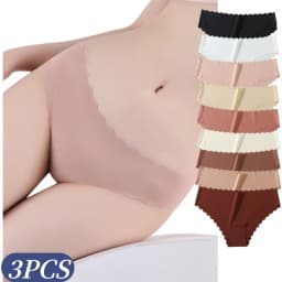 3Pcs/Set Women Ice Silk Panties Low Rise Briefs Invisible Seamless Underwear Female Underpants Sexy Lingerie Bottoms XS-XL