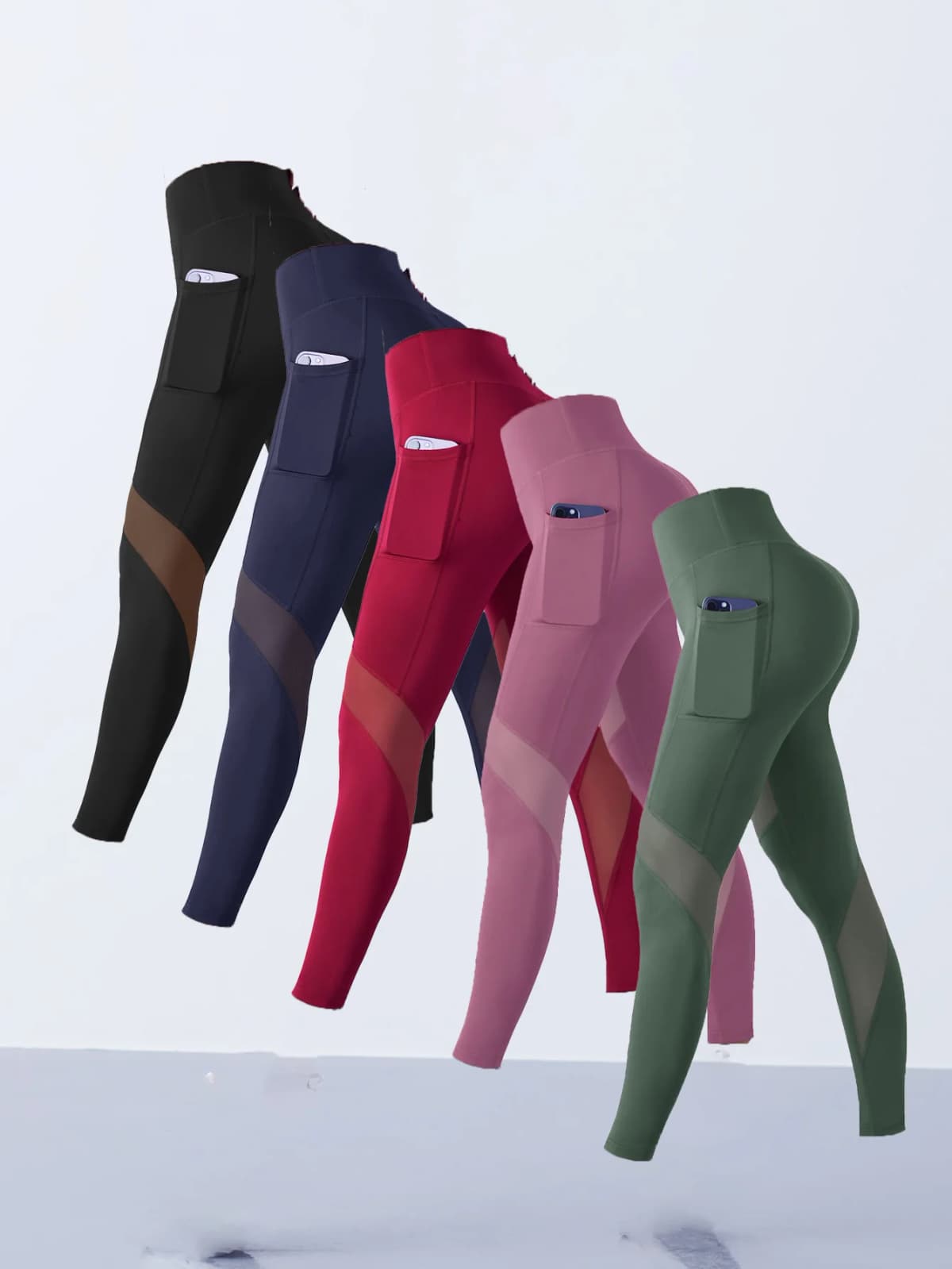 Women's Mesh Splicing Yoga Pants Shaping Leggings High Waist Tummy Control Lift Hips Running Workout Activewear Pants For Female