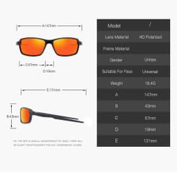 Men's Sports Cycling Polarized Sunglasses for Outdoor, Fishing, Traveling, Driving Square Frame Glasses