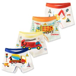 4-Pack Boy Boxer Brief High Quality Cotton Breathable Children Boxers Dinosaur Plaid Car Patterns Kids Underwear Age 3-14Years